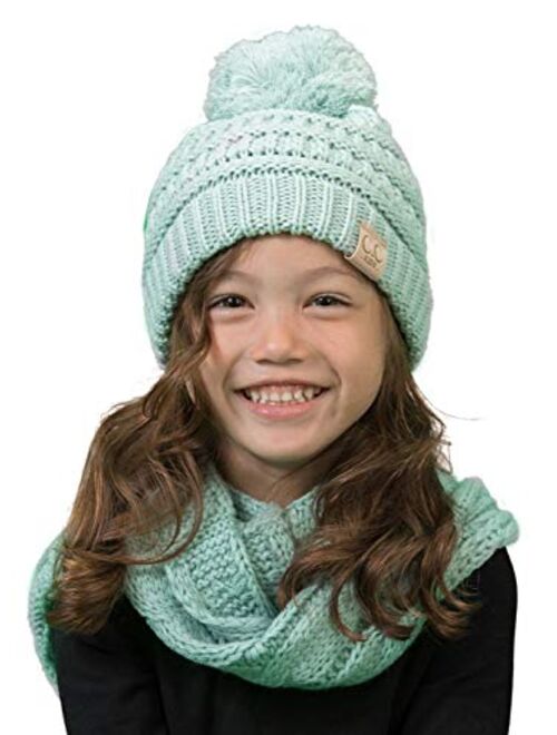 Funky Junque Girls Boys Infinity Scarf Matching Hat Beanie Tail Headwrap Bundle