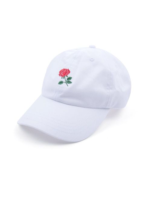 Rose Embroidered Dad Hat Women Men Cute Adjustable Cotton Floral Baseball Cap