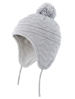 Connectyle Toddler Boys Girls Fleece Lined Knit Kids Hat with Earflap Winter Hat