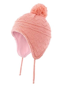 Connectyle Toddler Boys Girls Fleece Lined Knit Kids Hat with Earflap Winter Hat