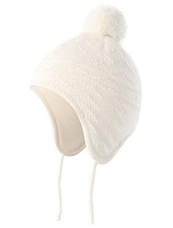 Connectyle Toddler Boys Girls Fleece Lined Knit Kids Hat with Earflap Winter Hat