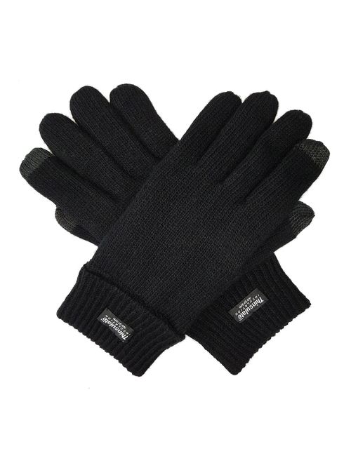 Bruceriver Men's Pure Wool Knitted Gloves with Thinsulate Lining