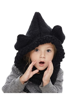 Sumolux Winter Kids Warm Fox Animal Hats Knitted Coif Hood Scarf Beanies for Autumn Winter