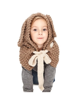 Sumolux Winter Kids Warm Fox Animal Hats Knitted Coif Hood Scarf Beanies for Autumn Winter