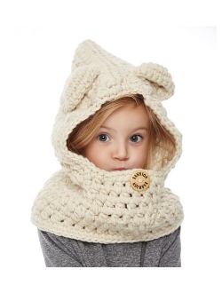 Sumolux Winter Kids Warm Fox Animal Hats Knitted Coif Hood Scarf Beanies for Autumn Winter