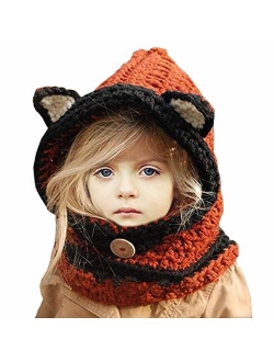 Sumolux Winter Kids Warm Fox Animal Hats Knitted Coif Hood Scarf Beanies for Autumn Winter