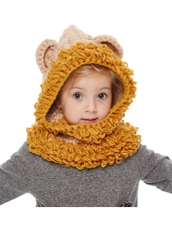 Sumolux Winter Kids Warm Fox Animal Hats Knitted Coif Hood Scarf Beanies for Autumn Winter