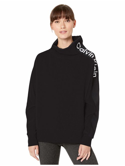 Calvin Klein Women's Logo Inset Dolman Cowl Neck Pullover