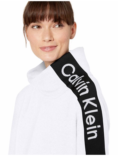 Calvin Klein Women's Logo Inset Dolman Cowl Neck Pullover