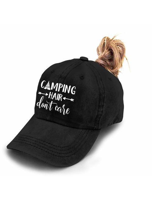 Splash Brothers Customized Unisex Camping Hair Don't Care Vintage Adjustable Baseball Cap Denim Dad Hat