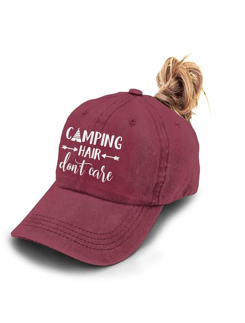 Splash Brothers Customized Unisex Camping Hair Don't Care Vintage Adjustable Baseball Cap Denim Dad Hat