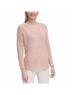 Women's V-Neck Open Stitch Sweater