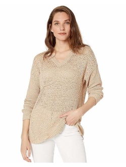 Women's V-Neck Open Stitch Sweater