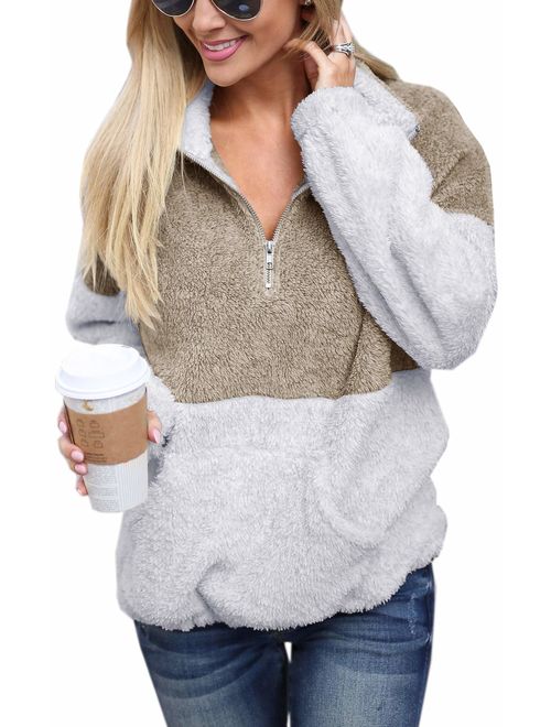 half zip fluffy pullover