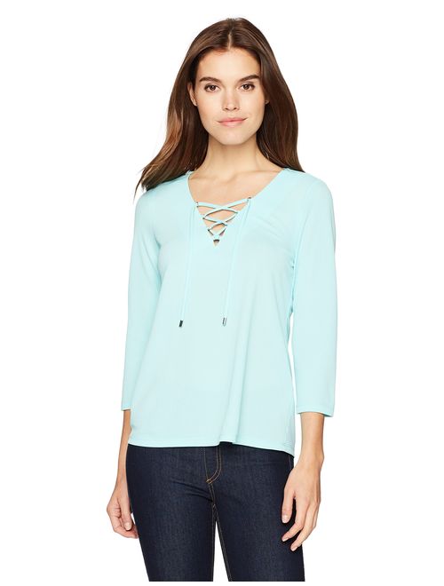 Calvin Klein Women's Flare Sleeve Lace Up Top