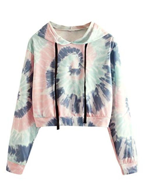 MAKEMECHIC Women's Long Sleeve Casual Printed Sweatshirt Crop Top Hoodies