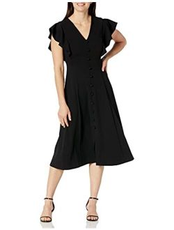 Calvin Klein Women's Tulip Sleeve A-Line Midi Dress, Black, 2 at   Women's Clothing store