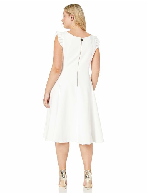 Calvin Klein Women's Plus Size Scoop Neck Dress with Ruffle Trim Straps