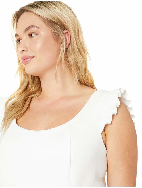 Calvin Klein Women's Plus Size Scoop Neck Dress with Ruffle Trim Straps