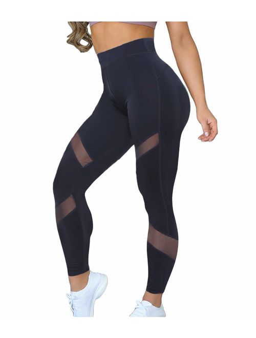 Buy KIWI RATA Women Sports Mesh Trouser Gym Workout Fitness Capris Yoga ...
