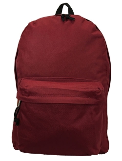 Classic Bookbag Basic Backpack Simple School Book Bag Casual Student Daily Daypack 18 Inch with Curved Shoulder Straps Red