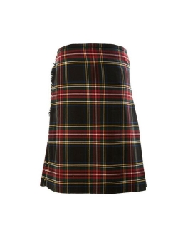 Men's Tartan Leather Belts Festival Wear Gothic Pleated Kilt