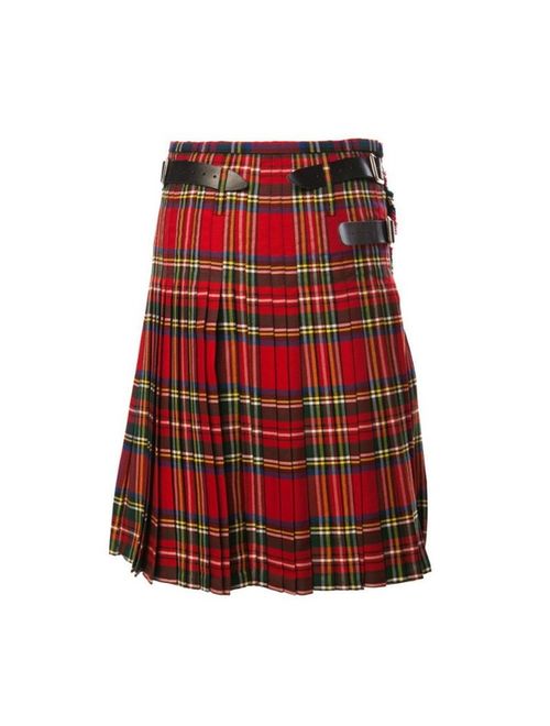 Men's Tartan Leather Belts Festival Wear Gothic Pleated Kilt