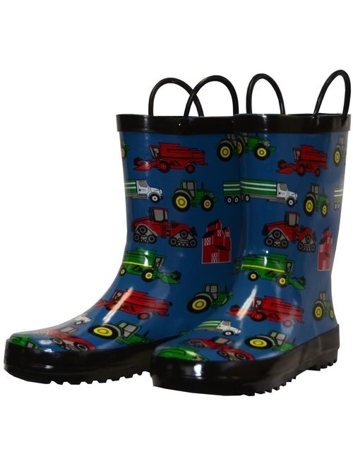 Foxfire FOX-600-16-1 Childrens Blue Farm Equipment Rain Boot - Size 1