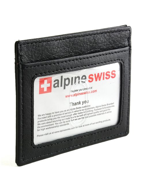 Alpine Swiss Mens Money Clip Genuine Leather Minimalist Slim Front Pocket Wallet