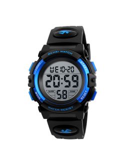 Children Watch Wristwatch Fashion Multifunction Waterproof Outdoor Sports Luminous Watch for Kids Students Boys 1266 Blue