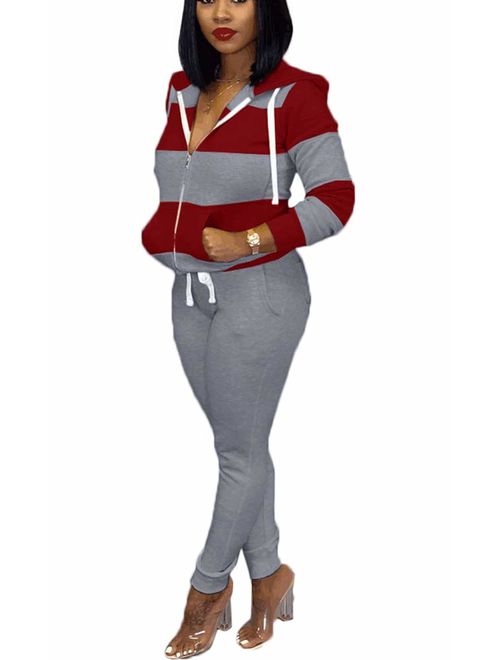 Jogging Suits for Women - Two Piece Sweatsuit Pullover Hoodies Top + Long Pants Tracksuit Set Jumpsuits