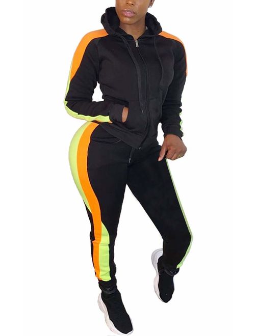 Jogging Suits for Women - Two Piece Sweatsuit Pullover Hoodies Top + Long Pants Tracksuit Set Jumpsuits