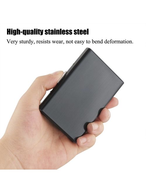 Black Anti-scan Stainless Steel Case Slim RFID Blocking Wallet ID Credit Card Holder