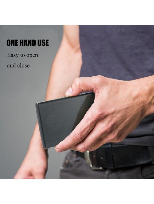 Black Anti-scan Stainless Steel Case Slim RFID Blocking Wallet ID Credit Card Holder