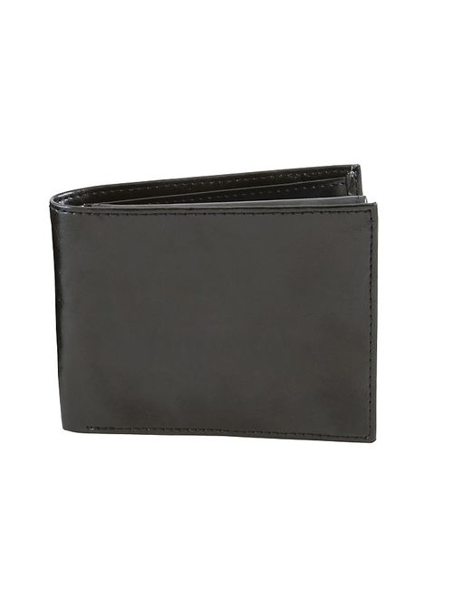 Men's Leather Passcase Wallet, Black