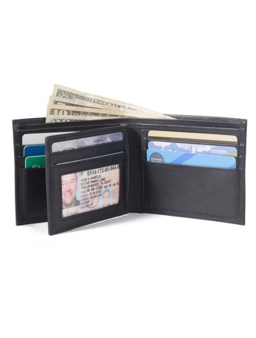 RFID Wallet in Genuine Leather Bifold 10 Slot Classic - Protective Wallets for Men - Excellent Quality Leather - blk