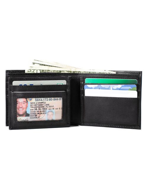 RFID Wallet in Genuine Leather Bifold 10 Slot Classic - Protective Wallets for Men - Excellent Quality Leather - blk