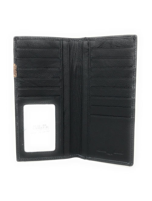 Texas West Premium Genuine Leather Cross Mens Long Wallet Checkbook in 2 Colors