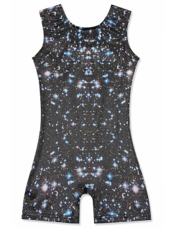 uideazone Gymnastics Leotard for Girls Biketards Sparkly Tank Ballet Unitard with Shorts Quick Dry One-Piece Outfits 3-7Years