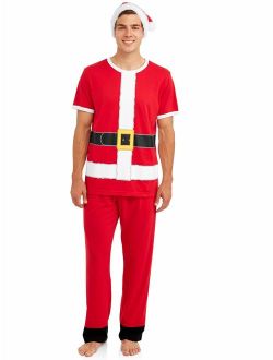 Secret Santa Men's Santa Tee, Sleep Pant and Hat 3-Piece Set