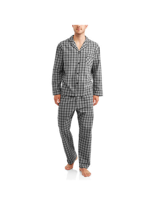 Hanes Big and Tall Men's Long Sleeve, Long Leg Woven Pajama Set