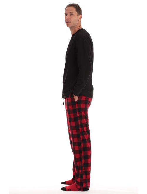 #followme Mens Microfleece Pajama Pants Set with Socks 44938-1A-M (Buffalo Plaid - Bring Me Beer, Large)