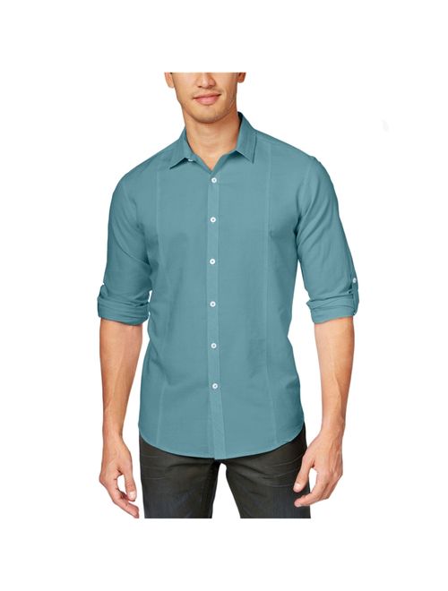 I-N-C Mens Cason Linen Button Up Shirt