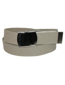 CTM Cotton Adjustable Belt with Nickel Buckle (Men's Big and Tall)