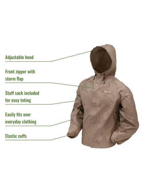 Frogg Toggs Ultra-Lite2 Waterproof Breathable Rain Suit, Men's, Khaki, Size Small