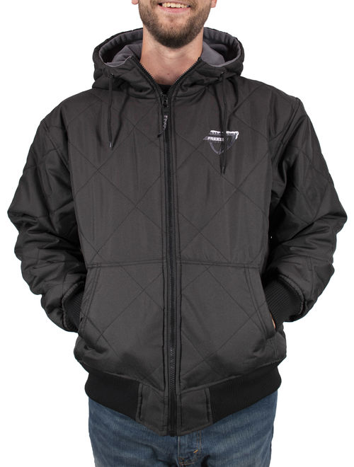 Freeze Defense Men's Fleece Lined Quilted Winter Jacket Coat (Small, Black)