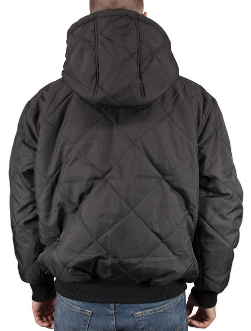 Freeze Defense Men's Fleece Lined Quilted Winter Jacket Coat (Small, Black)