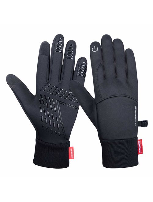 Anqier Winter Gloves,Newest Windproof Warm Touchscreen Gloves Men Women For Cycling Running Outdoor Activities