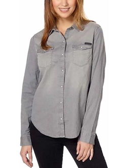 Jeans Women's Women's Long Sleeve Denim Button Down Shirt