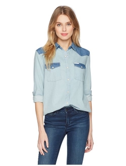 Jeans Women's Women's Long Sleeve Denim Button Down Shirt